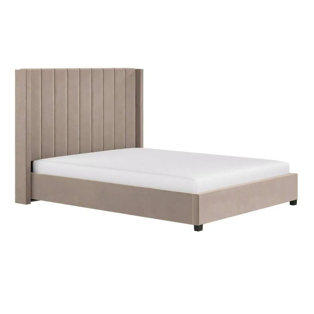 Flair Tiggy Ottoman Bed with Winged Headboard Beige Velvet 4