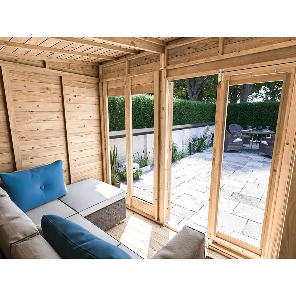 Dunster House Summerhouse 2.4m x 1.8m (8' x 6') Pent Roof, RagePanda Modular in Brown 4