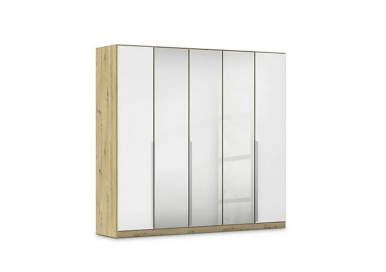 Freja 226cm 5 Door Hinged Glass Wardrobe With Mirror Doors