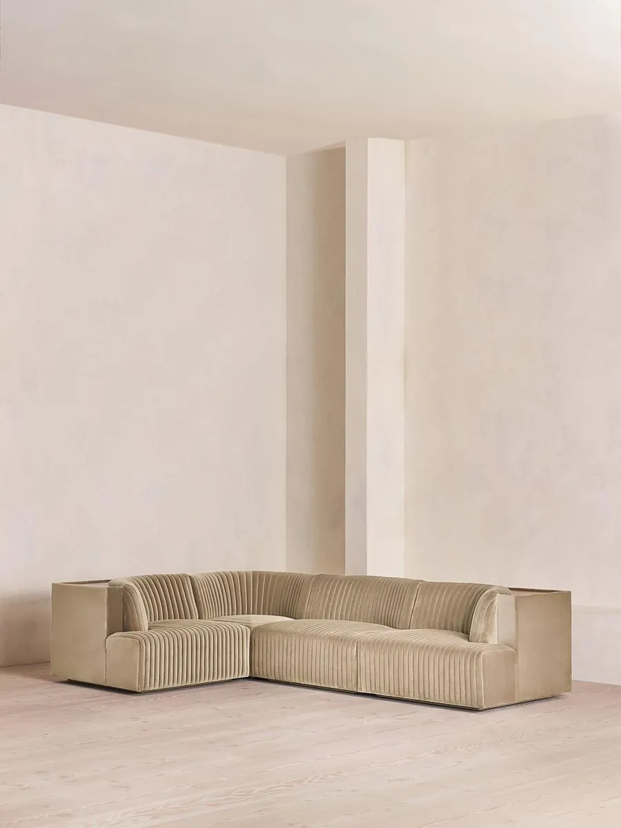 Hamish Modular Sofa, L-Shape Sofa, Velvet, Oyster