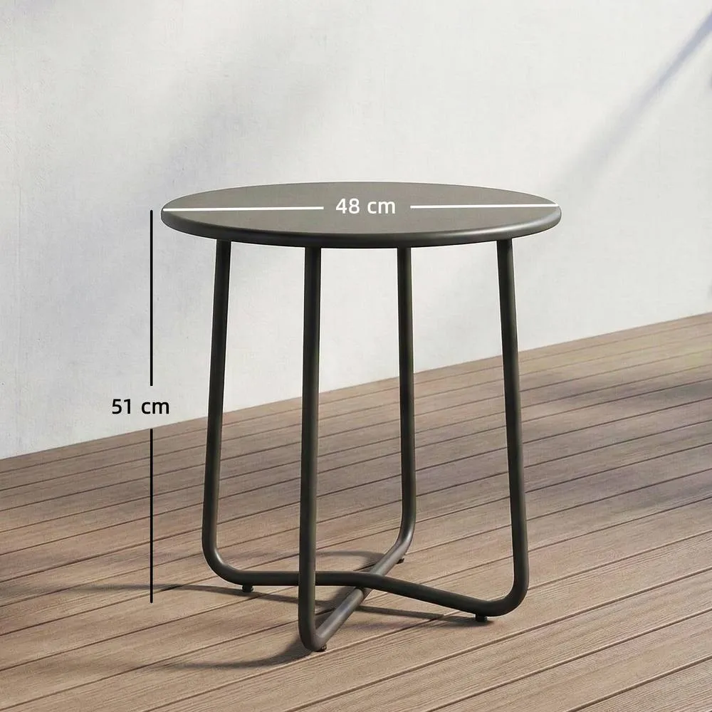 OUTSUNNY Metal Garden Side Table, 48 cm Round Outdoor Table in Dark Grey 3