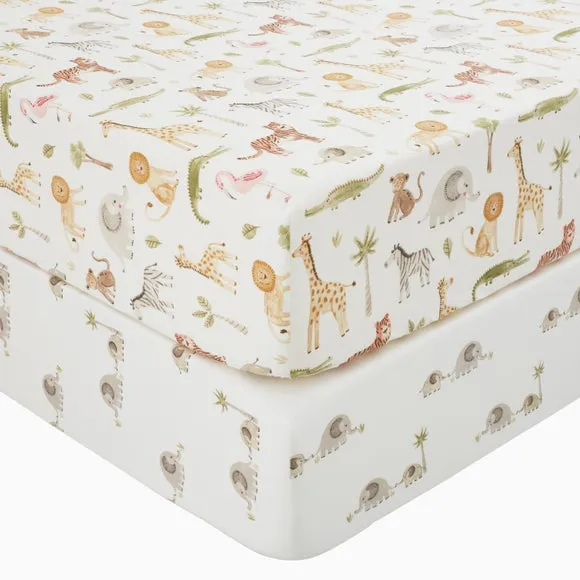 Set of 2 Little Wild Ones 100% Cotton Fitted Sheets 3