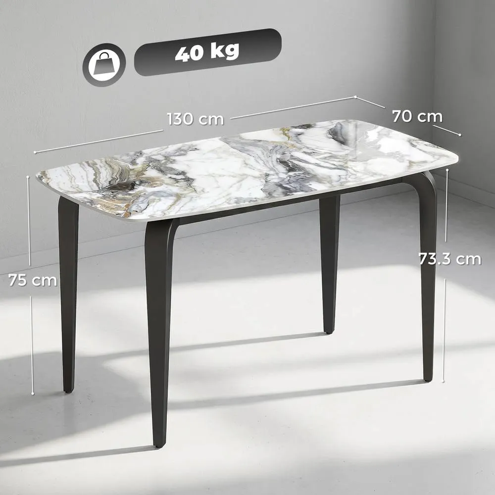 HOMCOM Dining Table for 4, Kitchen Table with Sintered Stone Tabletop in White 3