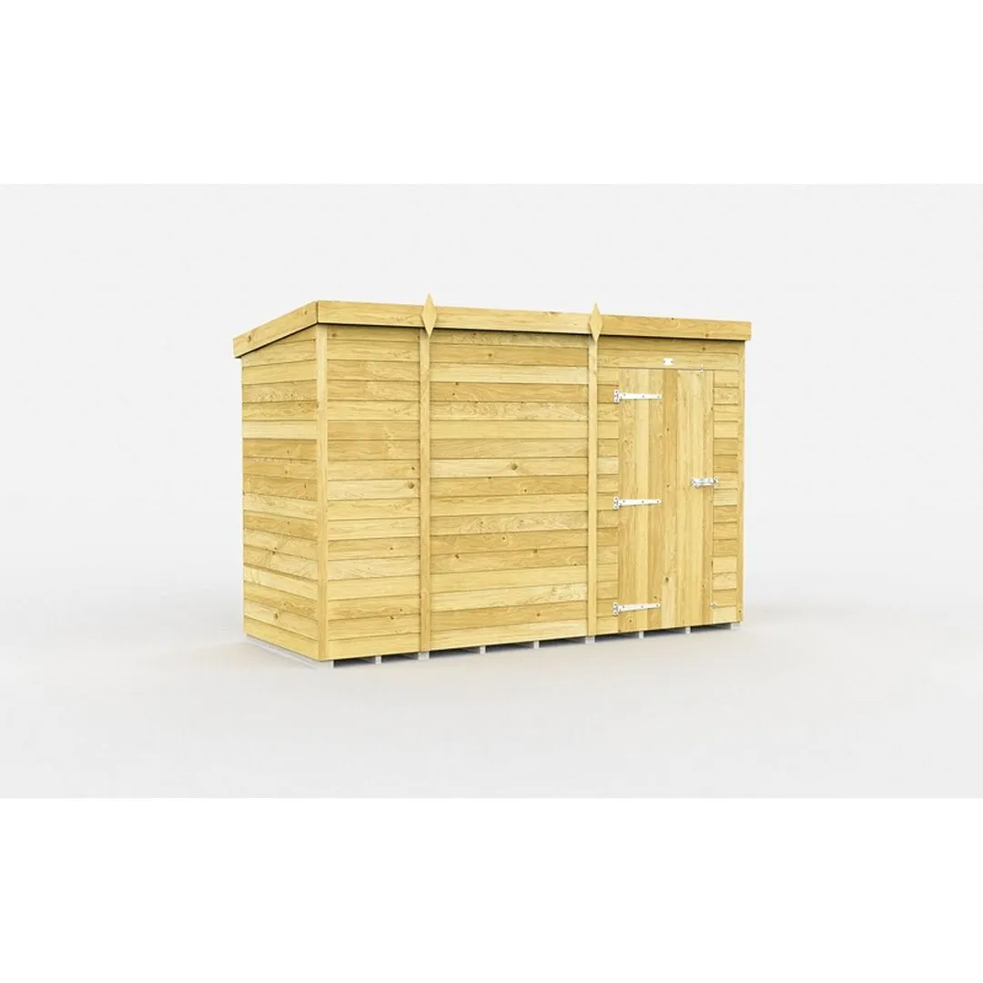 Buttercup Farm 9 x 4 Feet Pent Shed - Single Door W/O Windows - L118 x W276 x H201 cm in Brown