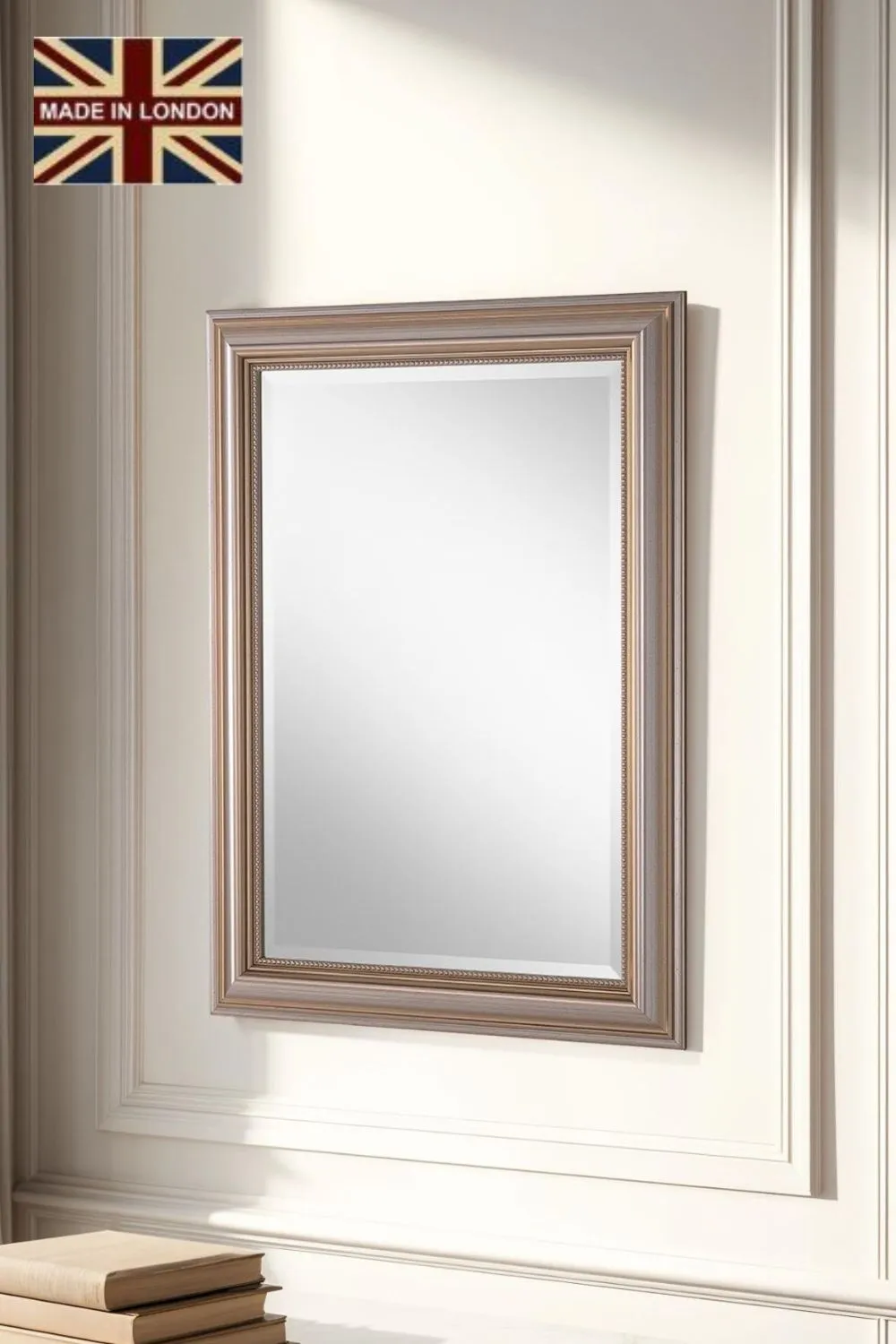 Yearn Mirrors Classic Champagne Beaded Mirror 131x77.5cm in Silver