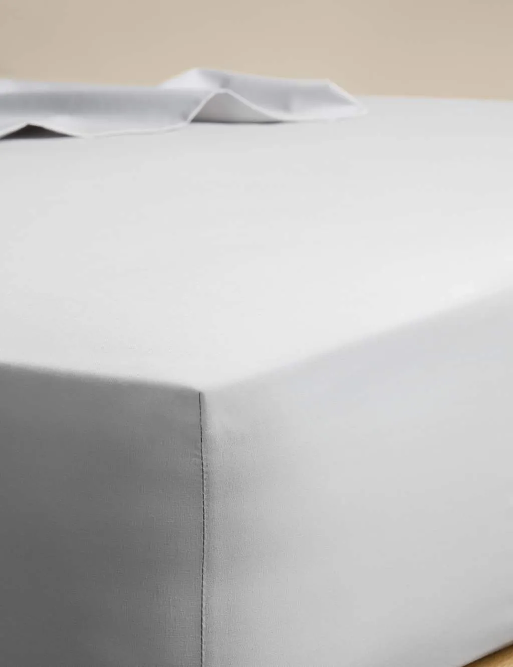 M&S Cotton Blend Non Iron Fitted Sheet Silver Grey