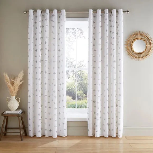 Zarah Motif 100% Cotton Eyelet Blackout Curtains 2