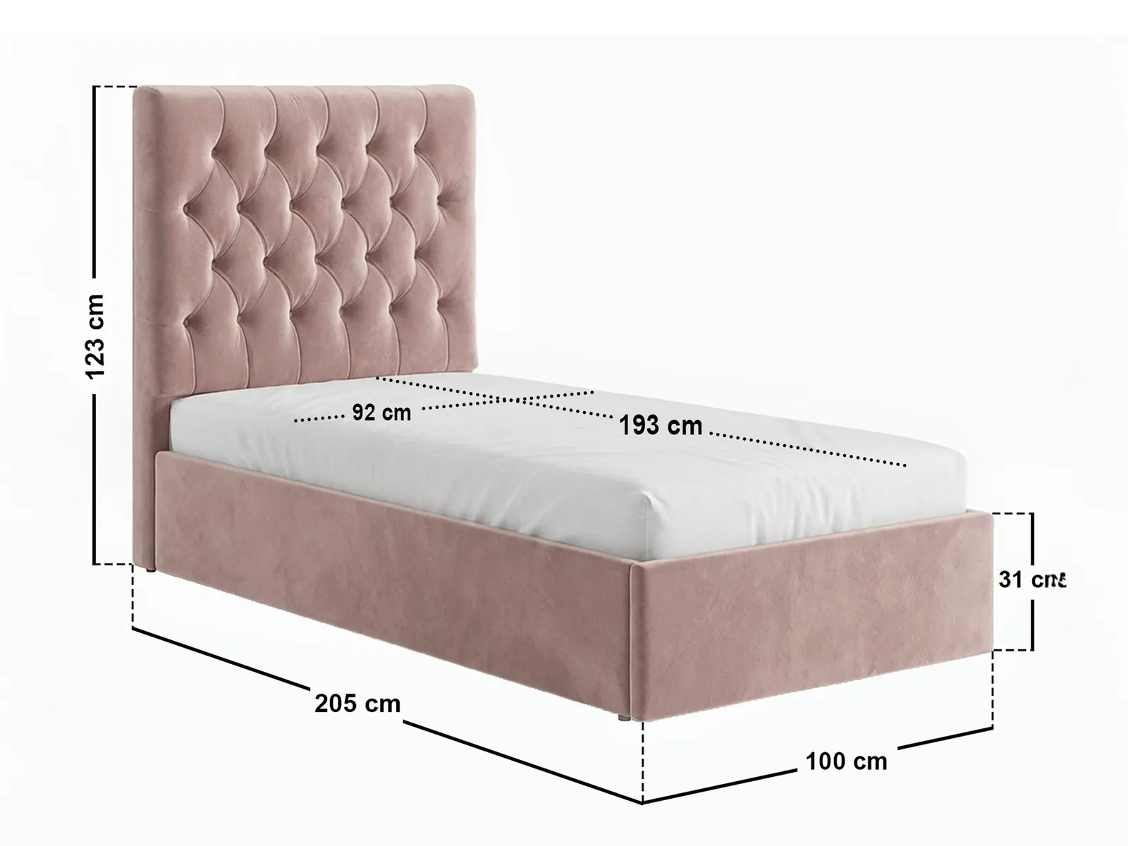 Flair Milan Velvet Single Ottoman Bed in Pink 6