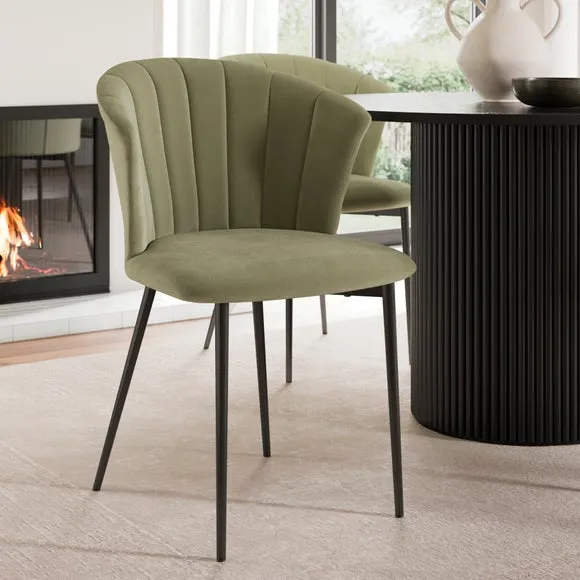 Kendall Dining Chair with Black Legs, Velvet
