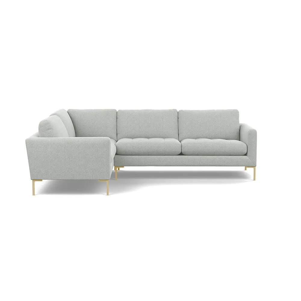 Heal's Eton Left Hand Facing Corner Sofa Melton Wool Limestone Brass Feet 1