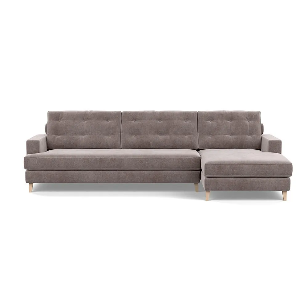 Heal's Mistral Right Hand Facing Corner Sofa Smart Luxe Velvet Mushroom Natural 1