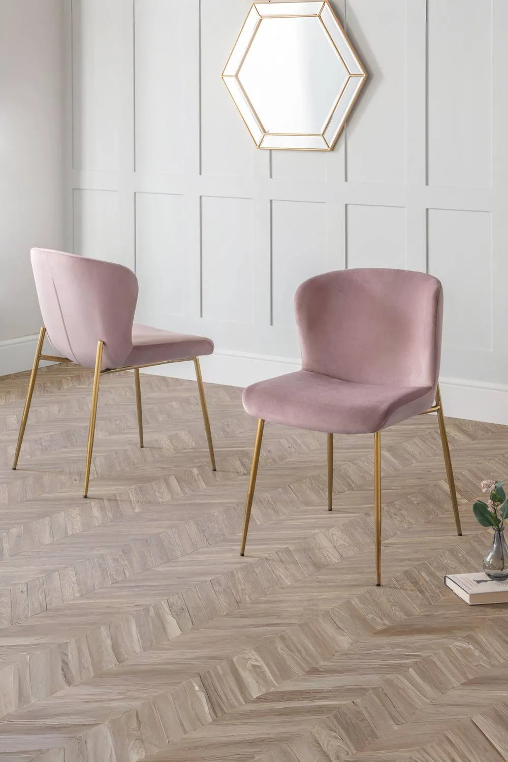 Julian Bowen Harper Upholstered Dining Chair (Set of 2) in Dusty Pink 2