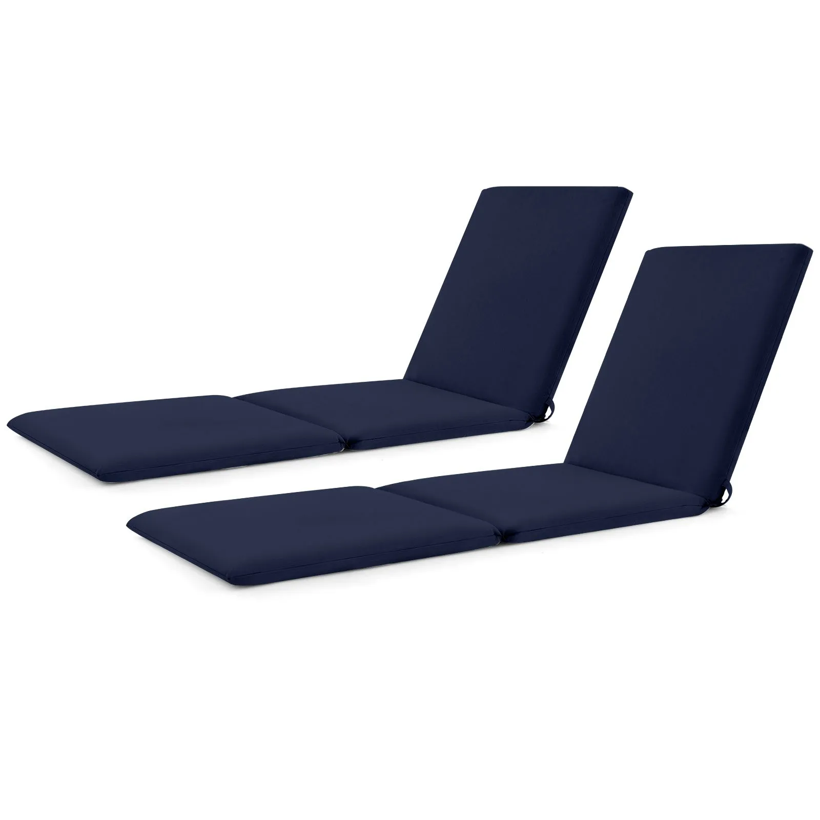 Costway 2 PCS Chaise Lounge Cushion Tri-Fold Lounger Pad 182 x 59 cm in Blue