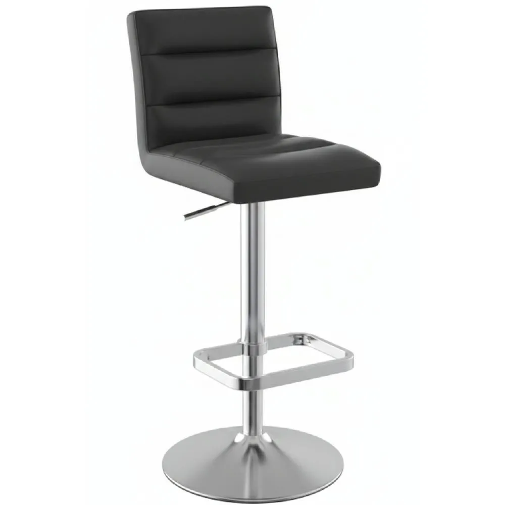 netfurniture Swank Brushed Steel Kitchen Swivel Bar Stool Black Faux Leather