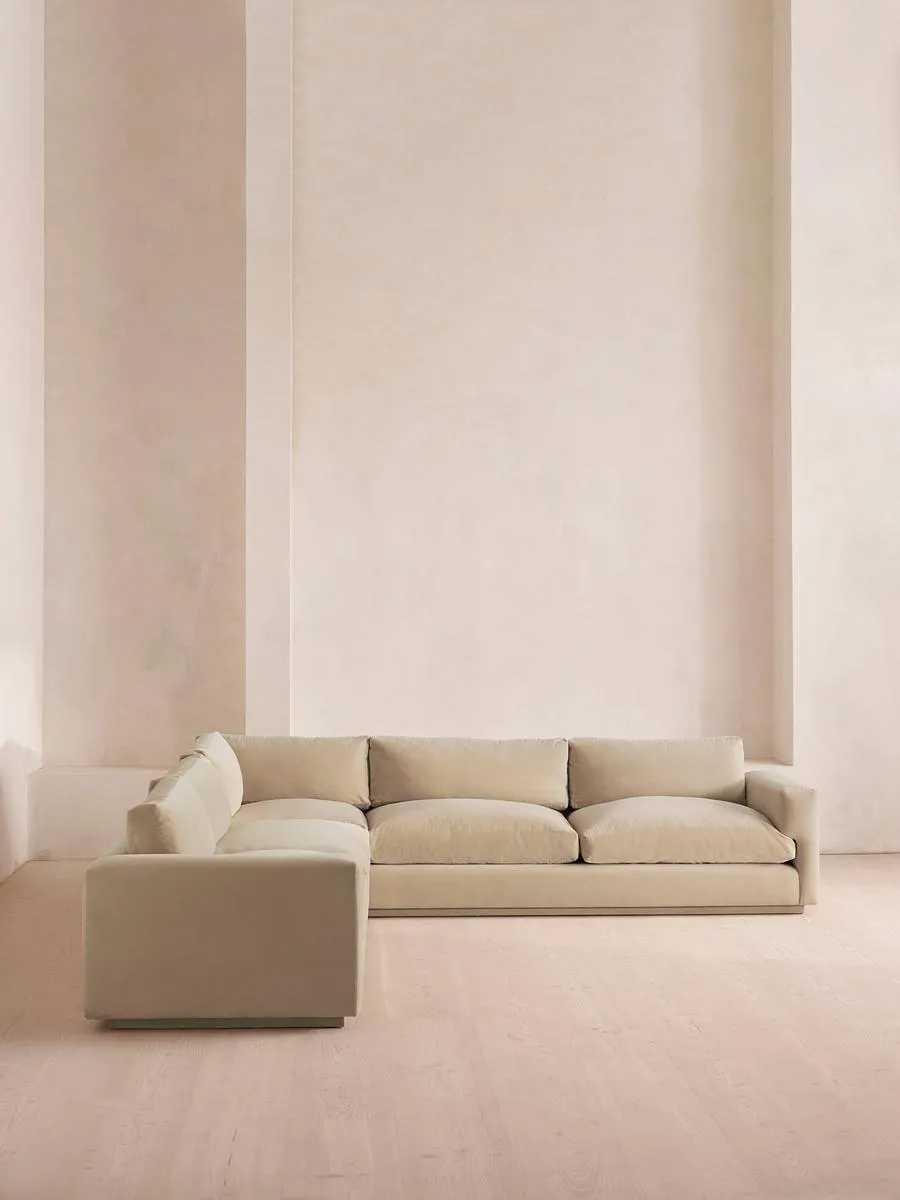 Mossley Corner Sofa, Velvet, Oyster