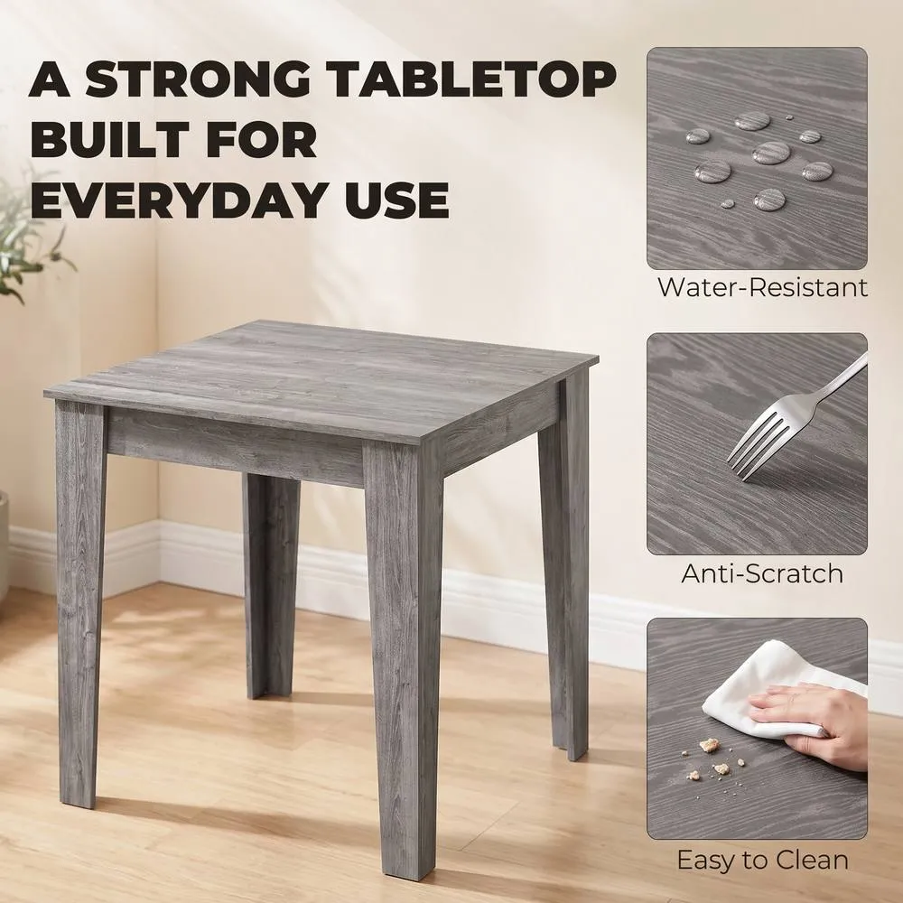 HOMCOM Dining Table for 4, 80L x 80W x 75Hcm, Grey Wood Effect 5