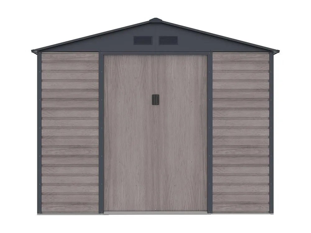 Vente-unique Galvanised Steel Garden Shed - Grey Wood Effect - 7.17 M² - ADELMO 2