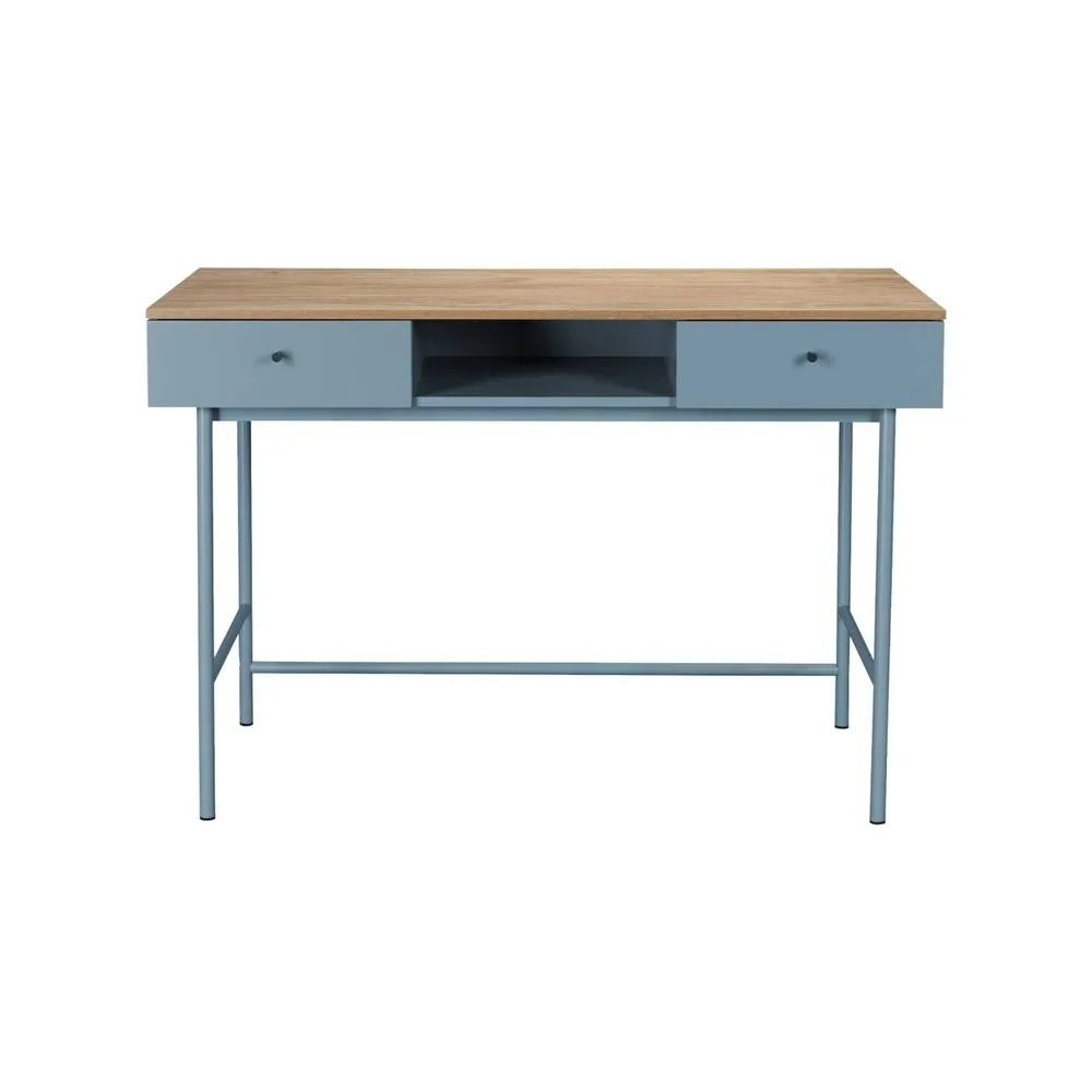 sweeek Wood decor & iron desk with 2 drawers & 1 compartment in Blue 3