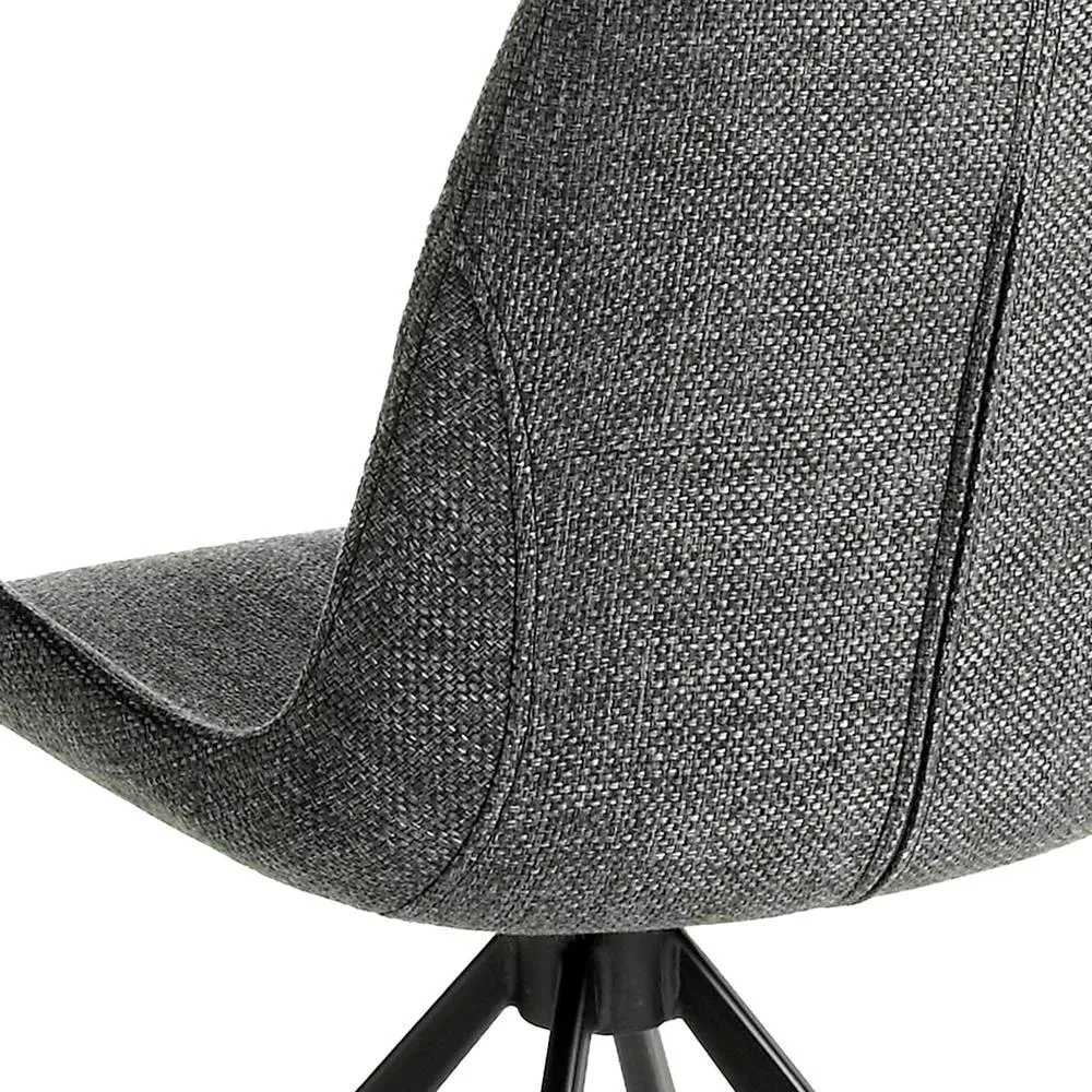 Angel Cerda Dark Gray Fabric Swivel Dining Chair with Black in Dark Grey 5