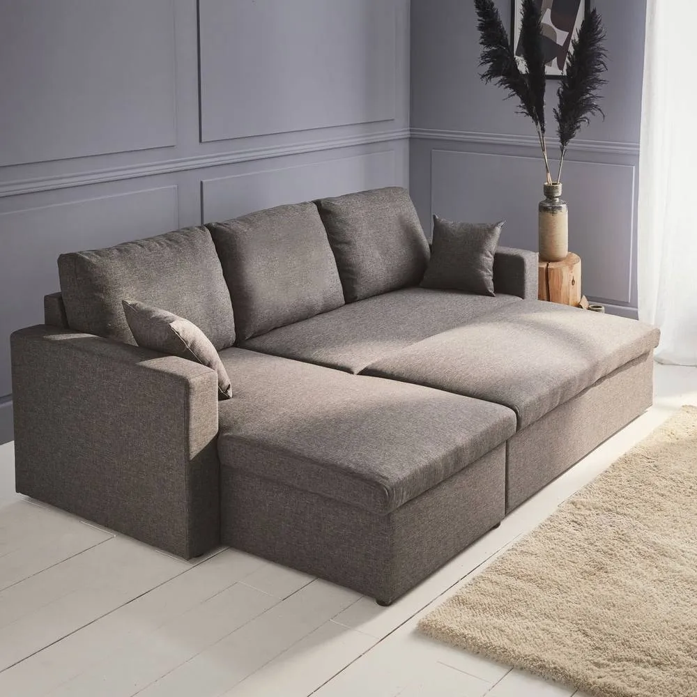 sweeek 3-seater Reversible Corner Sofa Bed With Storage in Grey 3