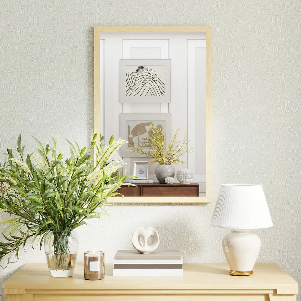 HOMCOM Wall Bathroom Mirror for Home Decor, Vanity Mirror in Natural 1