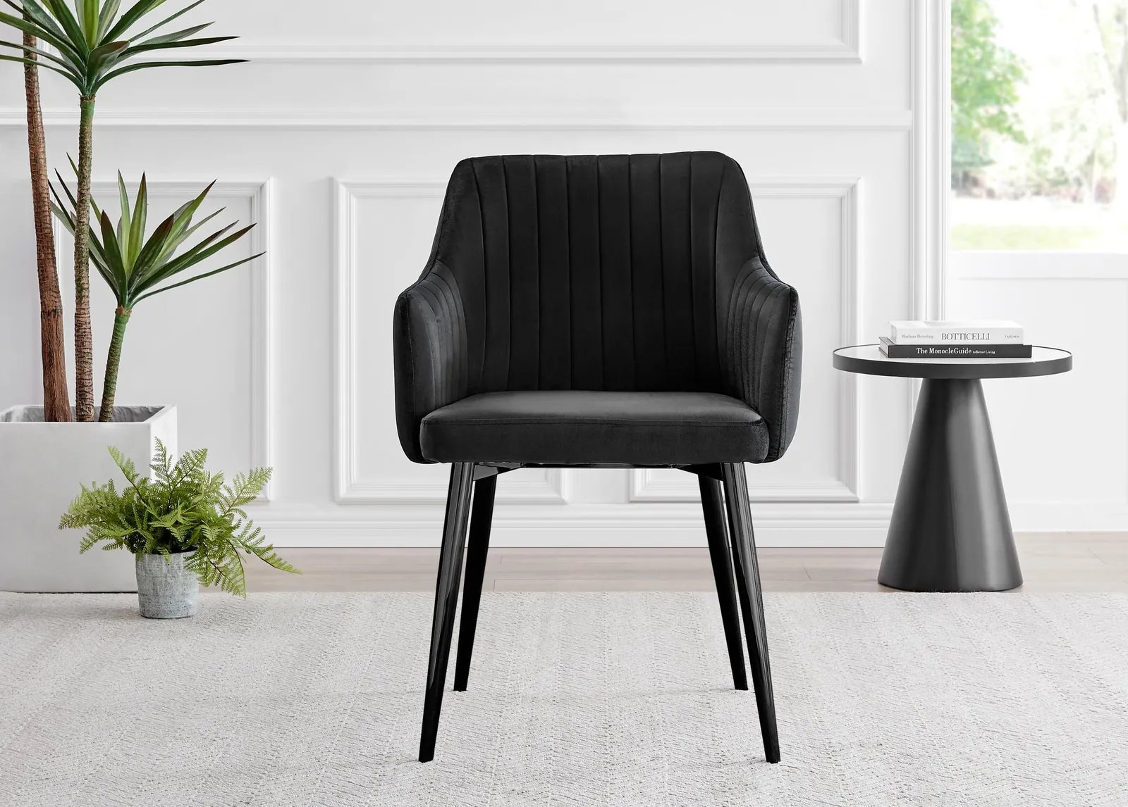 FurnitureboxUK Set of 2 Calla Deep Padded Dining Chairs Upholstered in Soft Velvet With Black Metal Legs 4