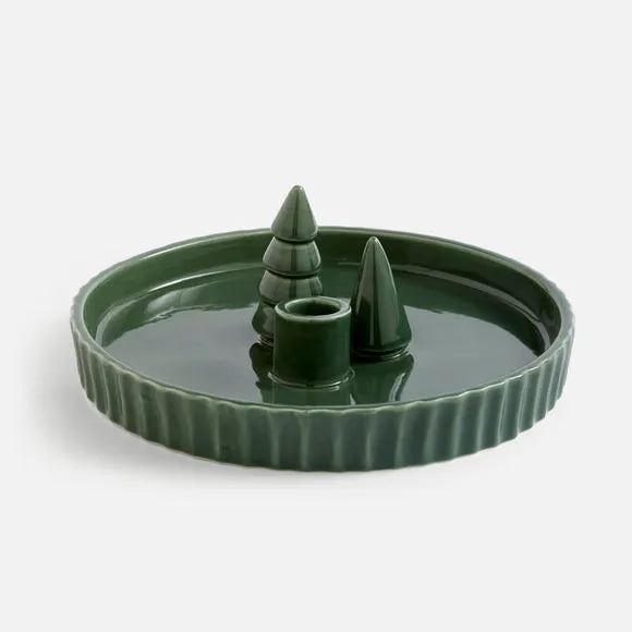 Alpine Trees Ceramic Candlestick Holder 3
