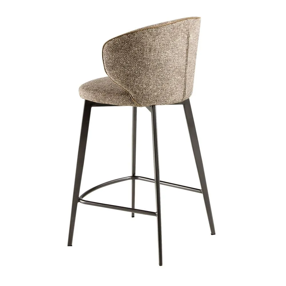 Angel Cerda Brown Mottled Fabric Bar Stool with Anthracite Metal Legs 6