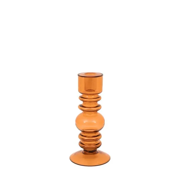 Amber Movera Glass Taper Candlestick Holder 4