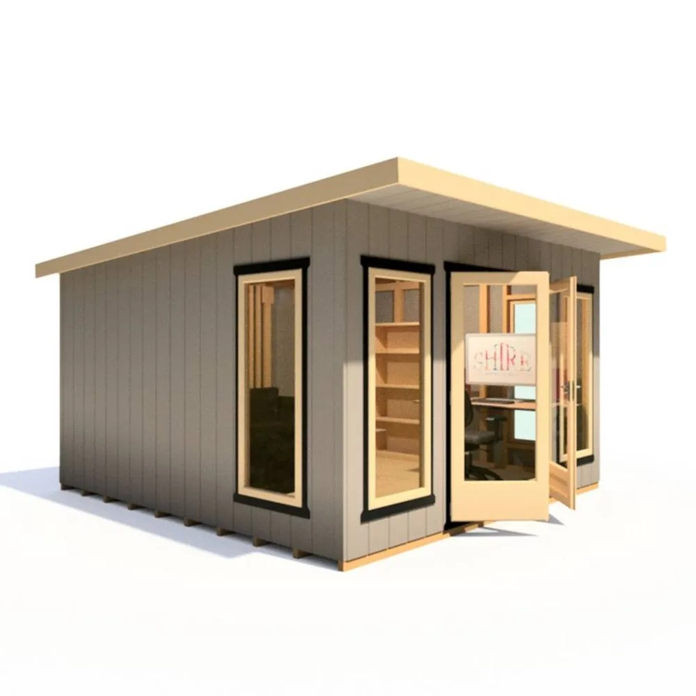 Shires Cali 12x12 Feet Pent 1 Garden Office - OSB/MDF - L456xW402xH246.1 cm in Grey 3