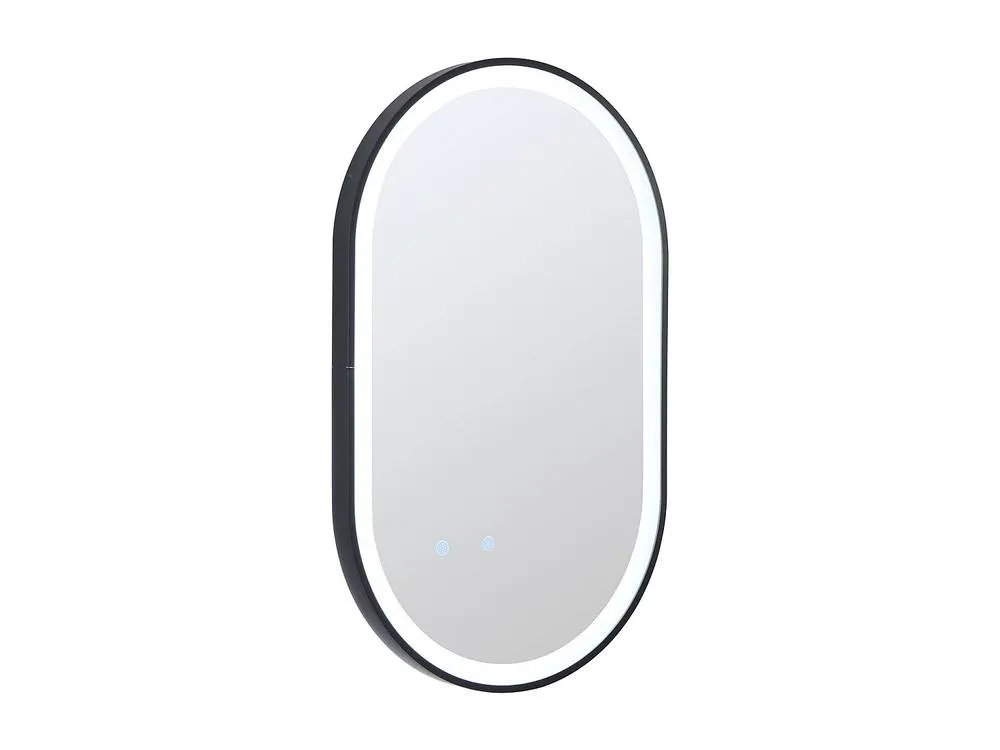 Vente-unique Oval Anti-Fog Illuminated Bathroom Mirror With Black Surround - 60 X 5