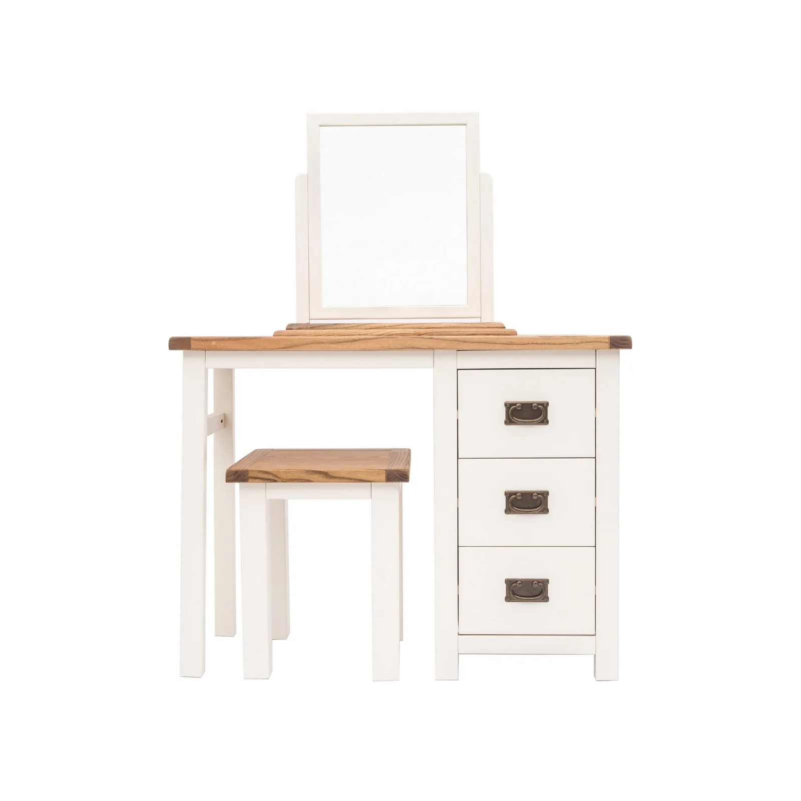 Cabinet Bits Lovere 3 Drawer Dressing Table Set Brass Drop Handle in Off-White
