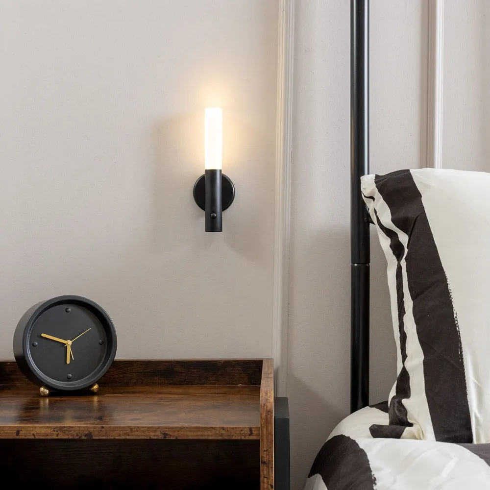 ValueLights Oakley Black Rechargeable Portable Wall Light with PIR Motion Sensor