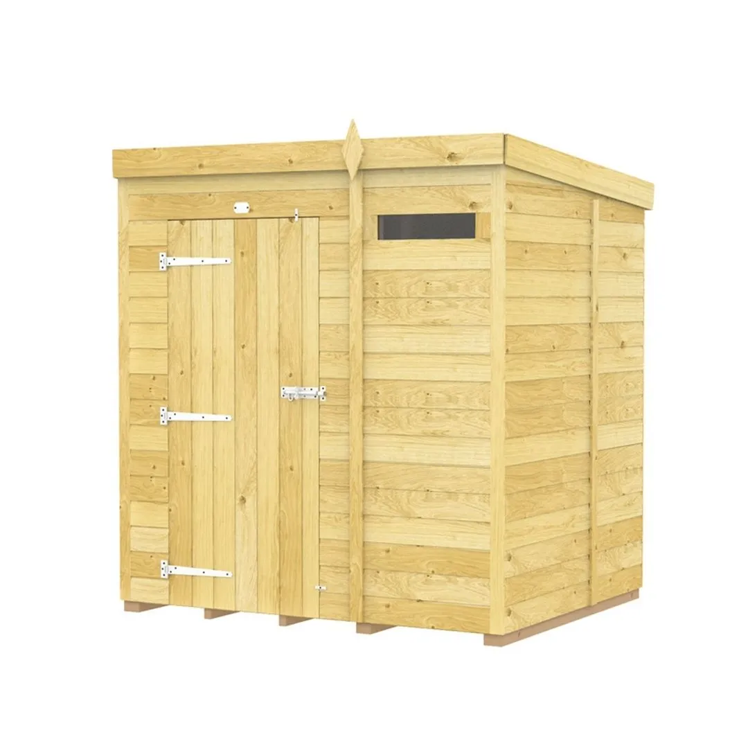 Buttercup Farm 6 x 5 Feet Pent Security Shed - Single Door - L147 x W185 x H201 cm in Brown