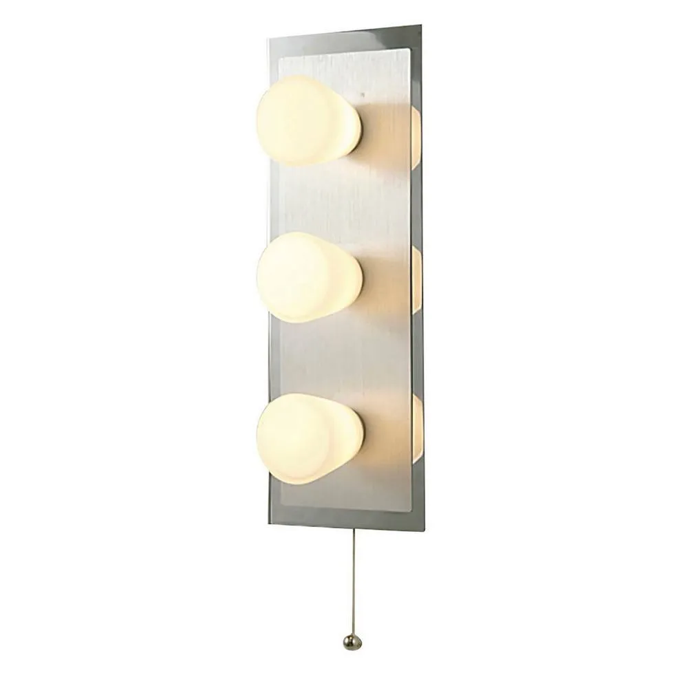Netlighting IP44 Cone Wall Lamp Pull Cord Switch 3 Light G9 Chrome & Aluminium in Grey