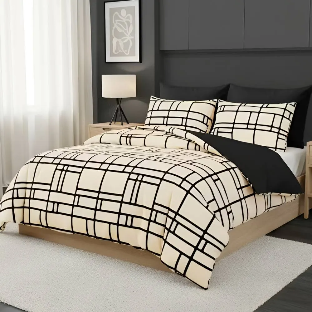 Pamposh Luxury Duvet Cover Set King Size Reversible Quilt Covers in Taupe