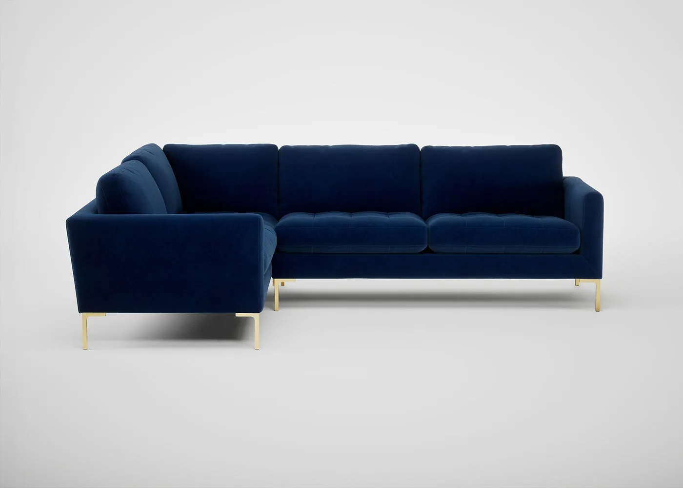 Heal's Eton Left Hand Facing Corner Sofa Smart Velvet Dusk Brass Feet 1