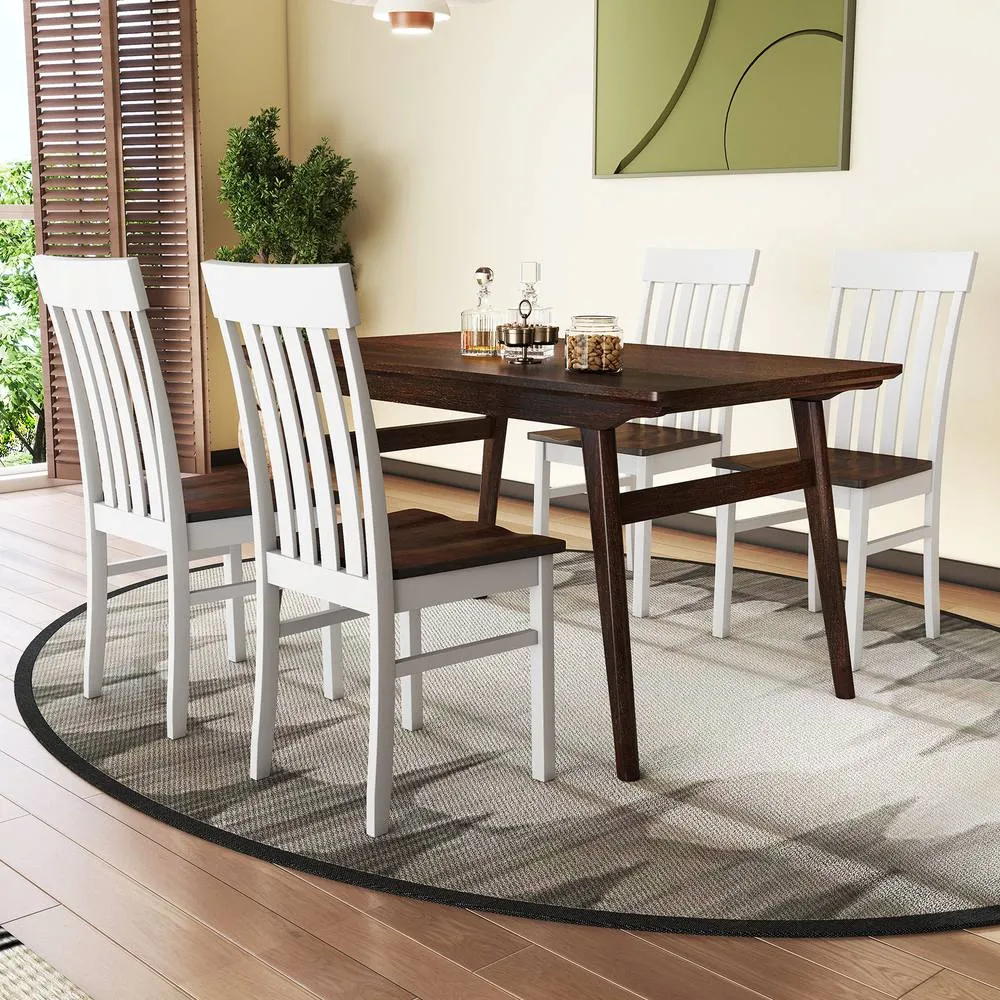 Costway Dining Chairs Set of 2 Dining Room Chairs w/Hollowed Backrests in White 5
