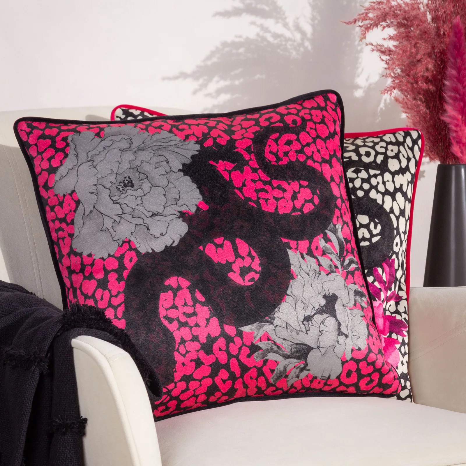 Furn Serpentine Animal Print Cushion in Pink