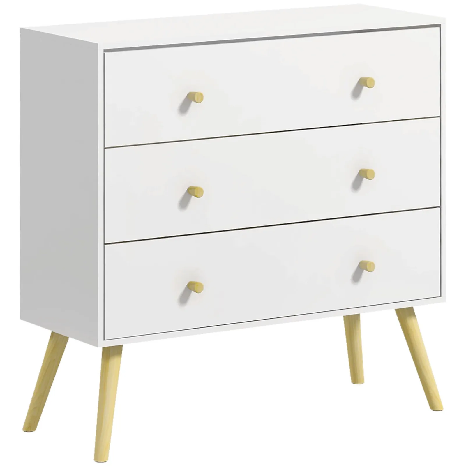 HOMCOM Chest of Drawers, 3 Drawer Unit Storage Cabinet Bedroom Living Room in White 2