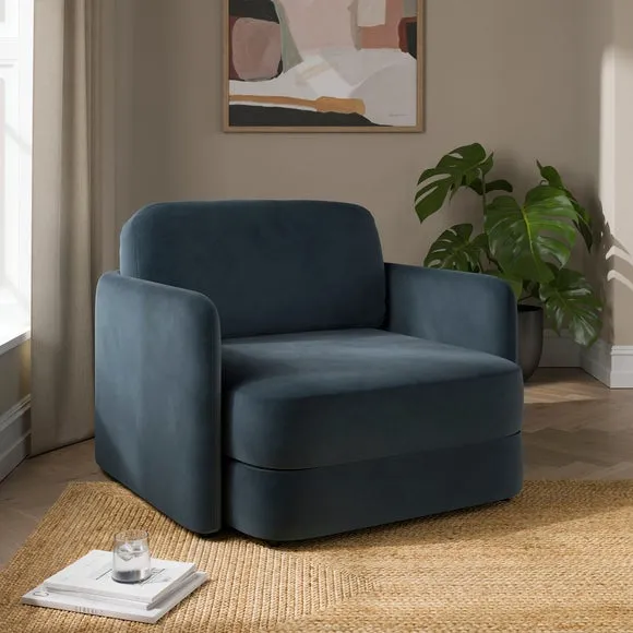 Kinsley Velvet Fold Out Single Bed Chair