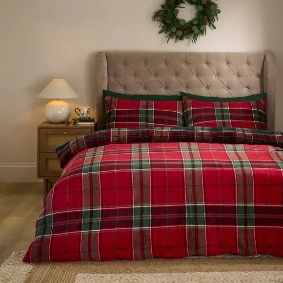 Check Fleece Duvet Cover & Pillowcase Set 2