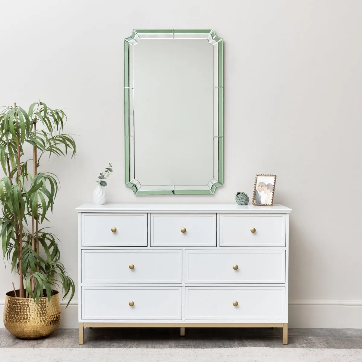 Melody Maison Rectangle Green Glass Art Deco Wall Mirror 60cm X 100cm 2