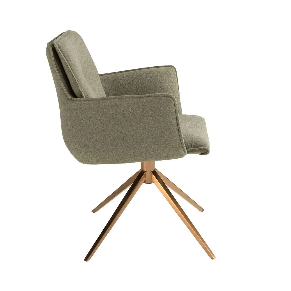 Angel Cerda Olive-Green Fabric Swivel Dining Chair in Green 6