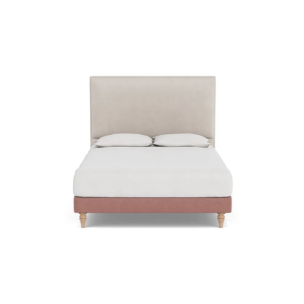 Heal's Shallow Divan King Smart Luxe Velvet Dusky Pink Light Turned Solid Wood