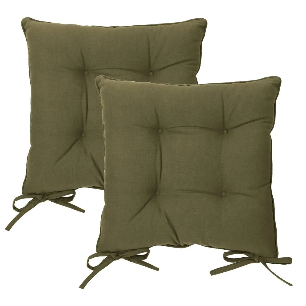 Yard Slub Cotton 2-Pack Plain Indoor/Outdoor Seat Pads in Khaki 3