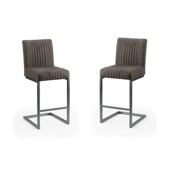 Brooklyn Set of 2 Bar Stools, Suede 2