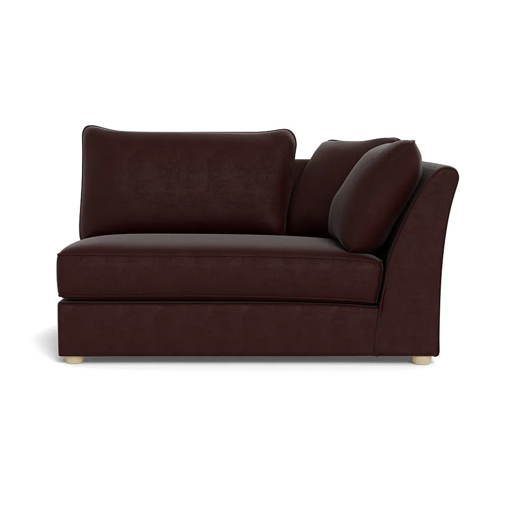 Heal's Tailor Large Curved Right Hand Facing Corner Unit Smart Luxe Velvet Acorn Natural Beech Feet