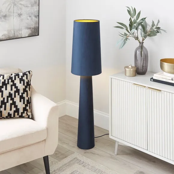 Return - Nesa Velvet Floor Lamp, Navy Blue