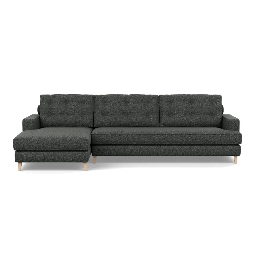 Heal's Mistral Left Hand Facing Corner Sofa Brecon Charcoal Natural Feet